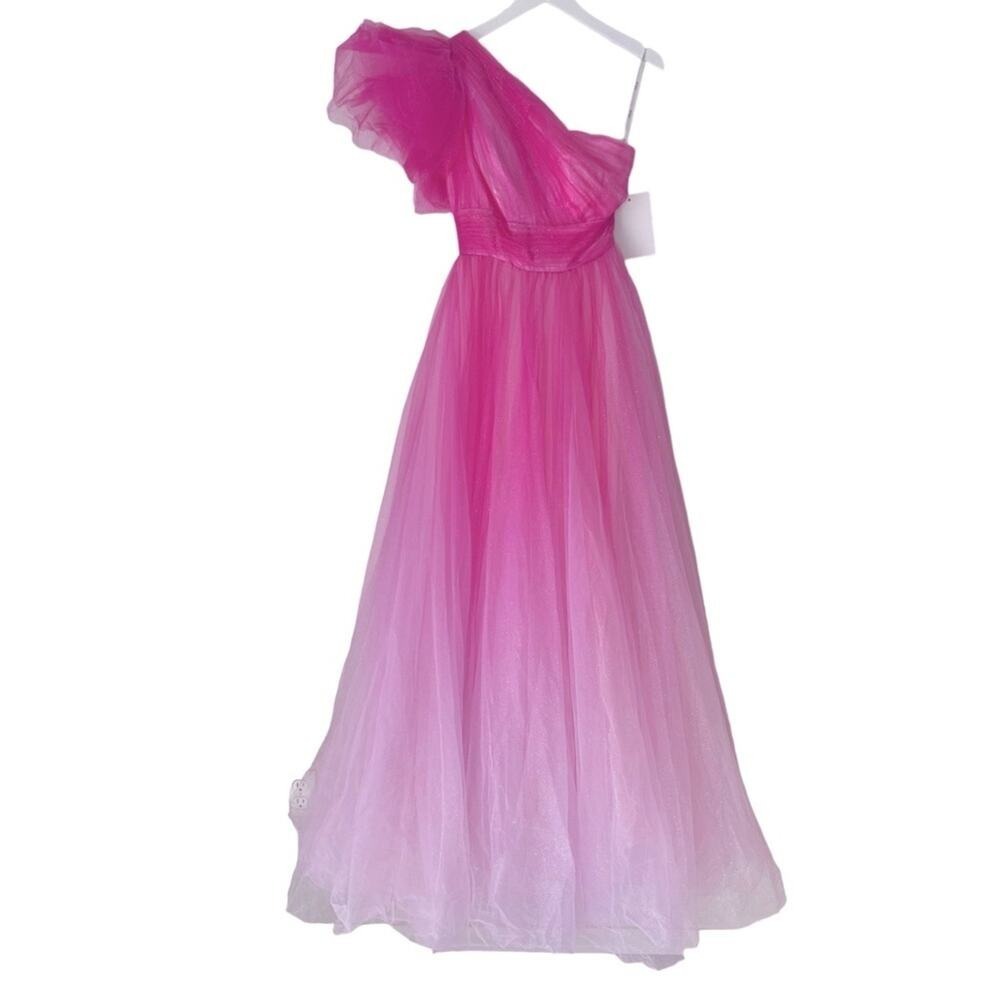 Mac Duggal 20377 One-Shoulder Ombre Glitter Formal Dress NWT Size 2 NWT - Picture 2 of 7